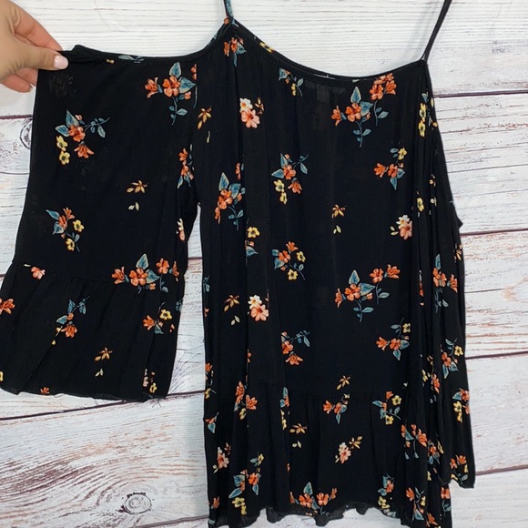 Charming Charlie Tops - Charming Charlie Off The Shoulder Black Floral Tunic Top M